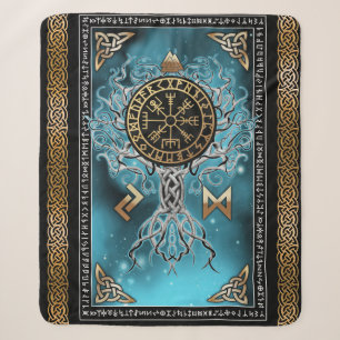 Cobertor Sherpa Vegvisir Yggdrasil Viking Runa Nórdica