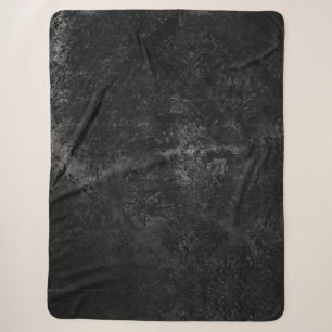 Cobertor Sherpa Velvety Onyx Damask Vampiro Negro Grunge Barroco