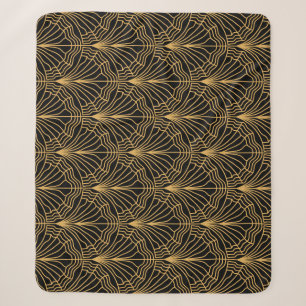 Cobertor Sherpa Ventilador da Art Deco: Amarelo Geométrico