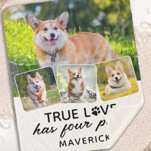 Cobertor Sherpa Verdadeiro Cachorro de Amor Personalizado 4 Colage