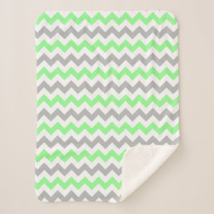 Cobertor Sherpa Verde & Cinza Chevron