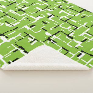 Cobertor Sherpa Verde limão preto branco