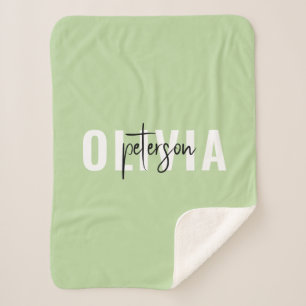 Cobertor Sherpa Verde Moderno Personalizado de Sábio Verde