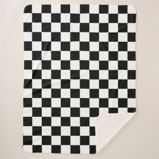 Cobertor Sherpa Verificação da placa de xadrez branca preta verifi