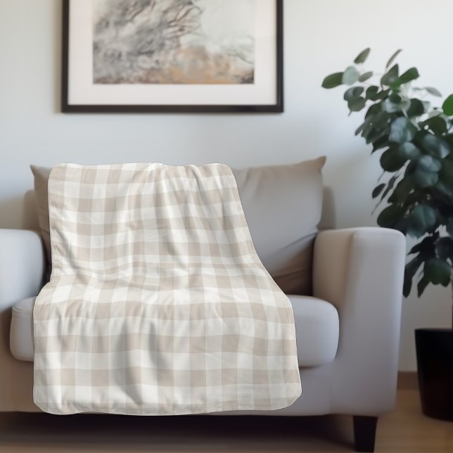 Cobertor Sherpa Verificação de Búfalo Beige | Farmhouse Moderna (Criador carregado)