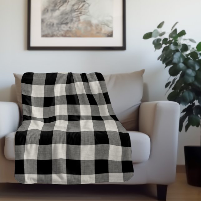 Cobertor Sherpa Verificação de Buffalo Preto | Farmhouse Moderna (Criador carregado)