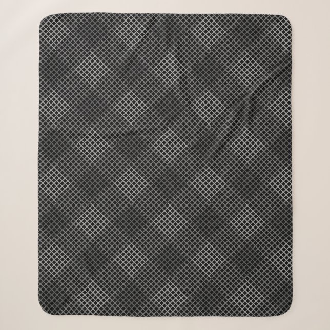 Cobertor Sherpa Verificado o padrão diagonal 2 tons b preto (Frente)