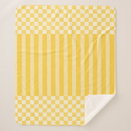 Cobertor Sherpa Verificadores e faixas geométricas amarelas