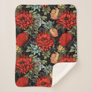 Cobertor Sherpa Vermelha Dahlia Maximalista de Aca
