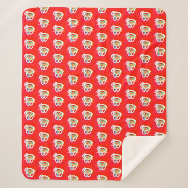 Cobertor Sherpa Vermelho com designs de arte (Frente)