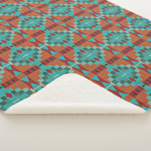 Vermelho Laranja Turquesa Teal Azul Arte Tribal