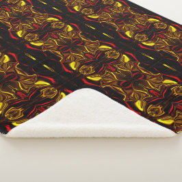 Cobertor Sherpa Vestígios Dourados e vermelhos curvos com partes e