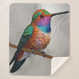Cobertor Sherpa Vibrant Allen’s Hummingbird Painting