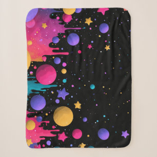 Cobertor Sherpa Vibrant Cosmic Drip Abstract Space Art