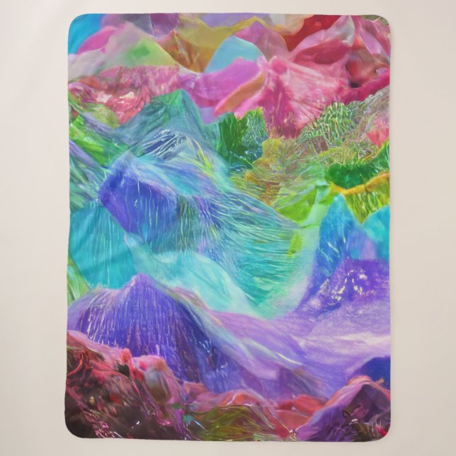 Cobertor Sherpa Vibrant Crystal Mountain Abstrato (Frente)