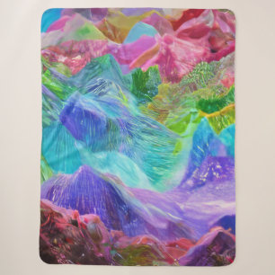 Cobertor Sherpa Vibrant Crystal Mountain Abstrato