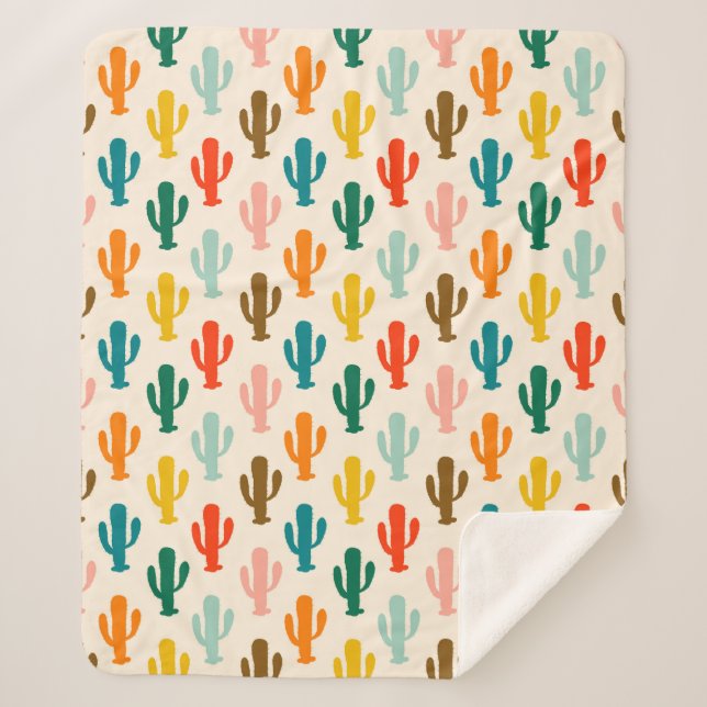 Cobertor Sherpa Vibrant Desert Botanical Throw Blanket  (Frente)