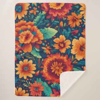 Cobertor Sherpa Vibrant Floral Sherpa Blanket - Large