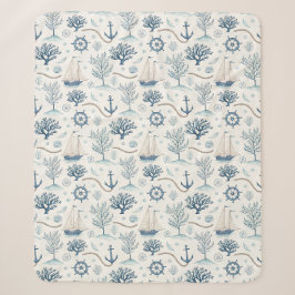Cobertor Sherpa Vida Costeira Oceanos Azul