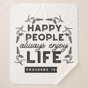 Cobertor Sherpa Vida Feliz com Fé – Provérbios 15:15 Arte
