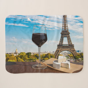 Cobertor Sherpa Vidro de vinho com queijo ceroso na torre Eiffel