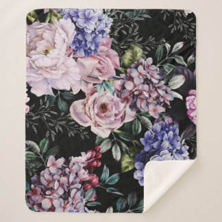Cobertor Sherpa Vidro Floral Escuro Design