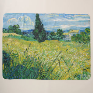Cobertor Sherpa Vincent van Gogh - Campo de Trigo Verde com Cipres