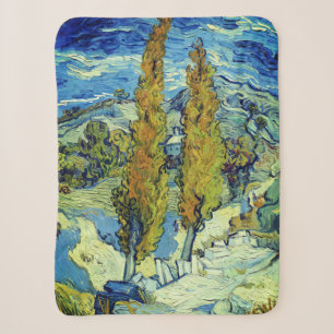 Cobertor Sherpa Vincent Van Gogh Dois Poplars em Santo-Rémy