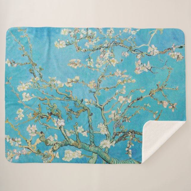 Cobertor Sherpa Vincent van Gogh - Flor de Amendoeira (Frente (Horizontal))