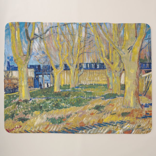 Cobertor Sherpa Vincent van Gogh - O Trem Azul (Frente (Horizontal))