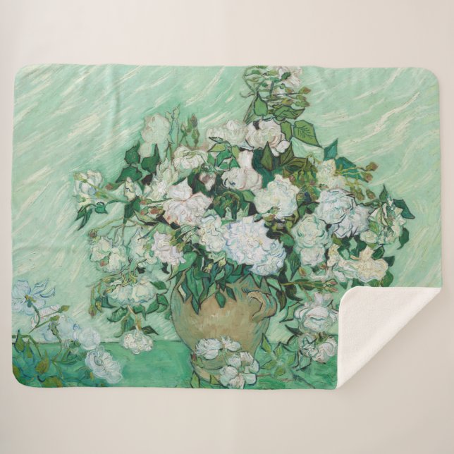 Cobertor Sherpa Vincent van Gogh - Rosas (Frente (Horizontal))