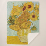 Cobertor Sherpa Vincent Van Gogh - Vase com Doze Girassóis<br><div class="desc">Vase com Doze girassóis / Vase avec douze tournesols - Vincent Van Gogh,  agosto de 1888 - Sunflower 1888 terceira versão (F456)</div>