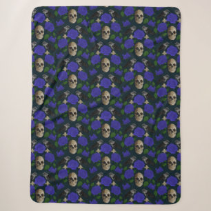 Cobertor Sherpa Vinhas Rosa de Grãos Góticos Escuros Raven Azul