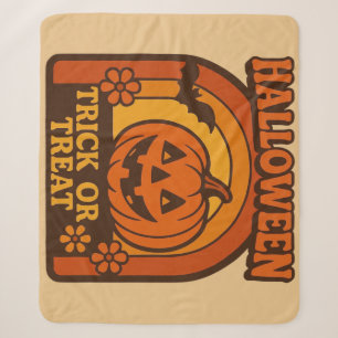 Cobertor Sherpa Vintage 1970s Trick or Tratat Halloween