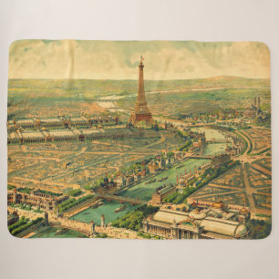 Cobertor Sherpa Vintage Antique Paris Aerial Impressão