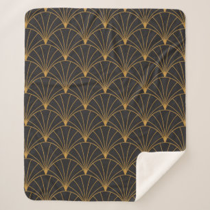 Cobertor Sherpa Vintage Art Deco Padrão Invisível. Decor geomét