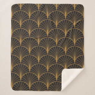 Cobertor Sherpa Vintage Art Deco Padrão Invisível. Decor geomét