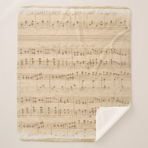 Cobertor Sherpa Vintage beige music notes
