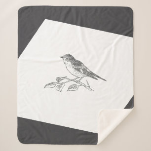 Cobertor Sherpa Vintage Bird Black E White