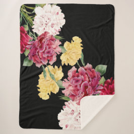 Cobertor Sherpa Vintage Carnation Floral illustration