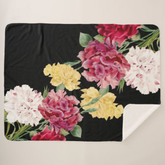 Cobertor Sherpa Vintage Carnation Floral illustration