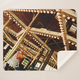Cobertor Sherpa Vintage Carousel Rooster