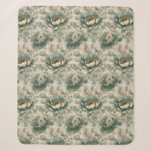 Cobertor Sherpa Vintage Chinoiserie Floral Sem Costura Padrão
