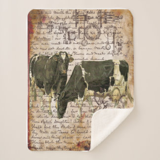 Cobertor Sherpa Vintage Cow Design