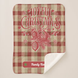 Cobertor Sherpa Vintage Farmhouse Xadrez de Natal