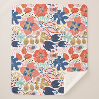 Cobertor Sherpa Vintage floral brilhante: estilo escandinavo.