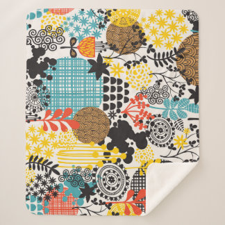 Cobertor Sherpa Vintage Floral: Fundo de Grass Sem Costura