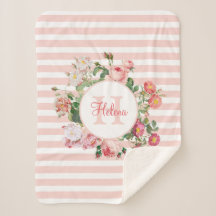 Vintage Flores Rosa Stripes Monograma