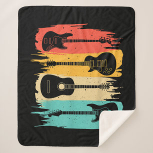 Cobertor Sherpa Vintage Guitar Gift For Men Women Music Banda Guit