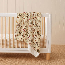 Cobertor Sherpa Vintage Herbário Flor Prensada Cozy Sherpa
